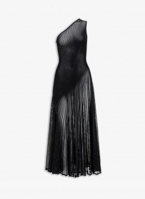 Black Women's Alaia Asymmetrical Twisted Dress Australia | C2W-4754