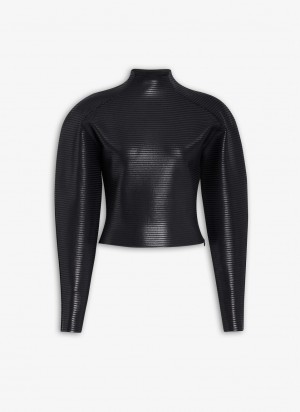 Black Women's Alaia Coated Jumper Sweaters Australia | S9V-5410