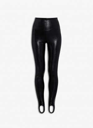 Black Women's Alaia Coated Leggings Australia | E2I-7154