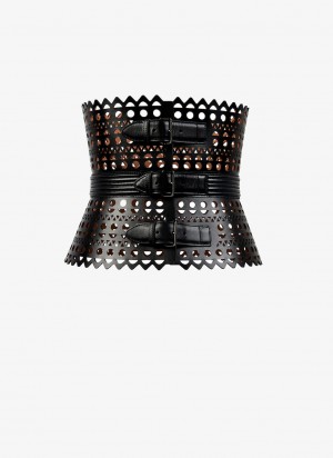 Black Women's Alaia Corset Belts Australia | R2T-0092