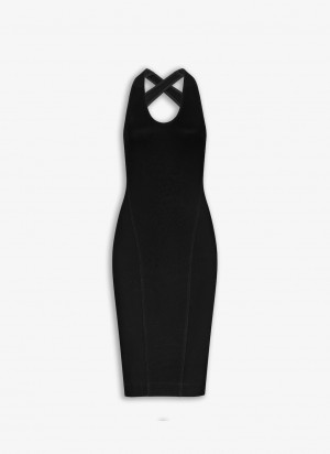 Black Women's Alaia Crossback Dress Australia | D6S-5192