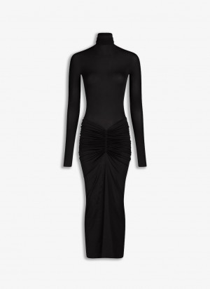 Black Women's Alaia Draped Jersey Dress Australia | H8W-5215