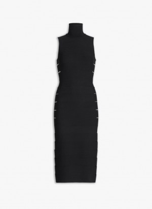 Black Women's Alaia Knit Band Dress Australia | T2S-6049