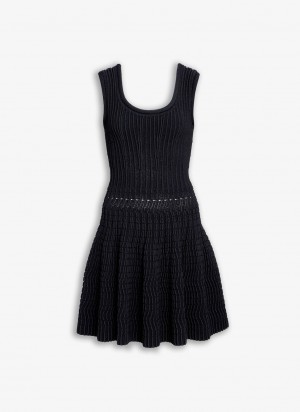 Black Women's Alaia Knit Skater Dress Australia | M7Y-3417