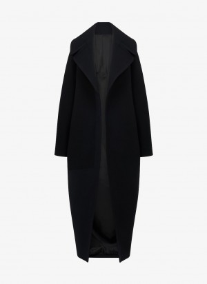 Black Women's Alaia Maxi Wool Coats Australia | W7Z-6531