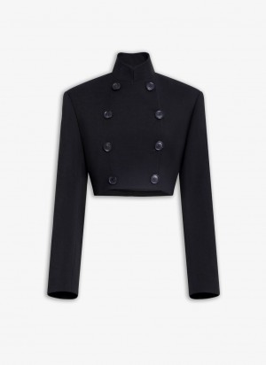 Black Women's Alaia Short Cropped Jackets Australia | A2K-9444