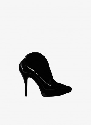 Black Women's Alaia Slick Patent Leather Booties Pumps Australia | C9R-3038