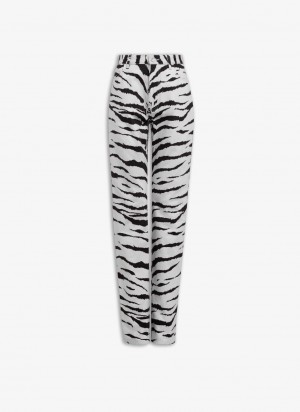 Black Women's Alaia Straigh Animal Jeans Australia | X0B-7281