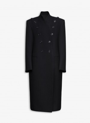 Black Women's Alaia Wool Large Coats Australia | Q2Q-0257