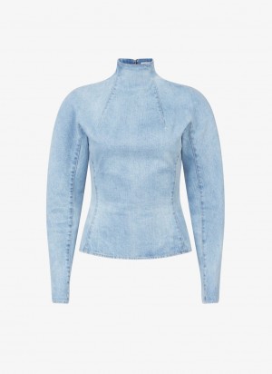 Blue Women's Alaia Denim Tops Australia | E0I-8063