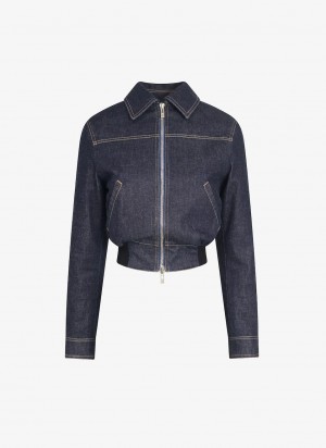 Blue Women's Alaia Denim Zip Jackets Australia | C6C-9802