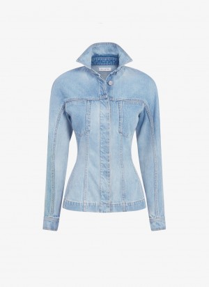 Blue Women's Alaia Fitted Denim Jackets Australia | G8C-8214