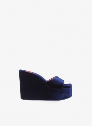 Blue Women's Alaia Riviera Wedge Mules Australia | H3K-4282