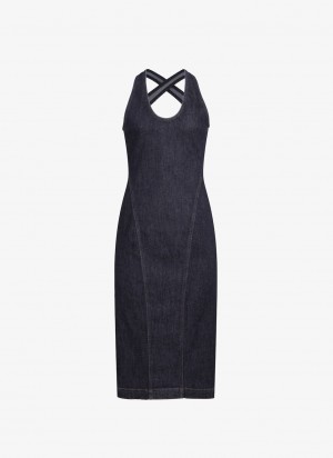 Blue Women's Alaia Sculpting Denim Dress Australia | Q6F-2425