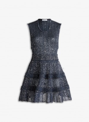 Blue Women's Alaia Sequin Crinoline Dress Australia | W4F-8169