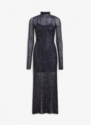 Blue Women's Alaia Sequin Highneck Dress Australia | S3G-5074