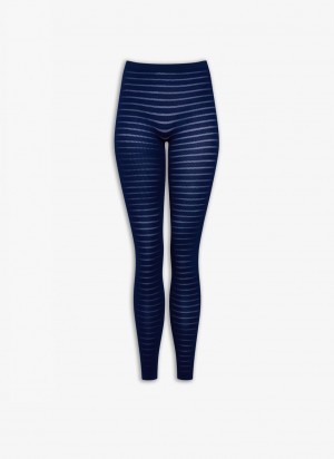 Blue Women's Alaia Sheer Stripes Leggings Australia | T2X-3402