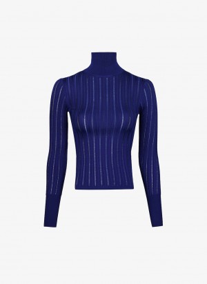 Blue Women's Alaia Shiny Crinoline Turtleneck Sweaters Australia | K7M-5028