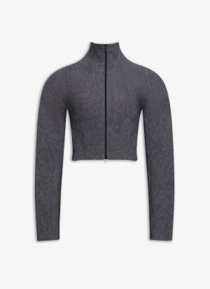 Gray Women's Alaia Highneck Cropped Jackets Australia | Q1K-5012