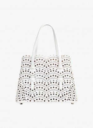 Optic White Women's Alaia Mina 25 Tote Bags Australia | A4S-6399