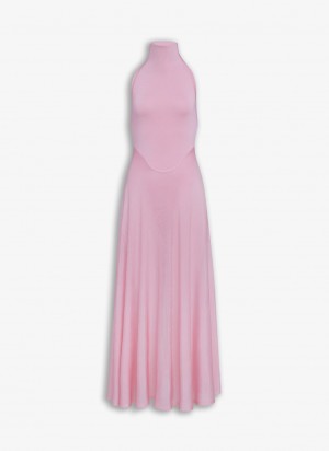 Pink Women's Alaia Shiny Flared Dress Australia | D5S-1989