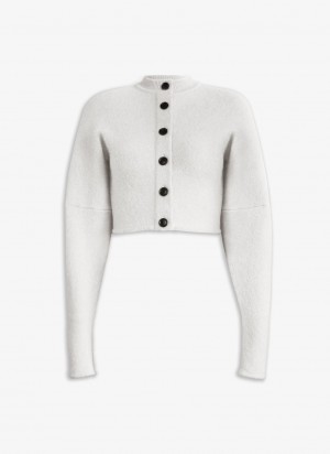 White Women's Alaia Alpaca Cropped Cardigan Gilets Australia | G4L-2103