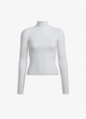 White Women's Alaia Rib Knit Jumper Sweaters Australia | H6C-7304