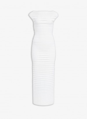 White Women's Alaia Tube Sheer Midi Dress Australia | N7X-6070