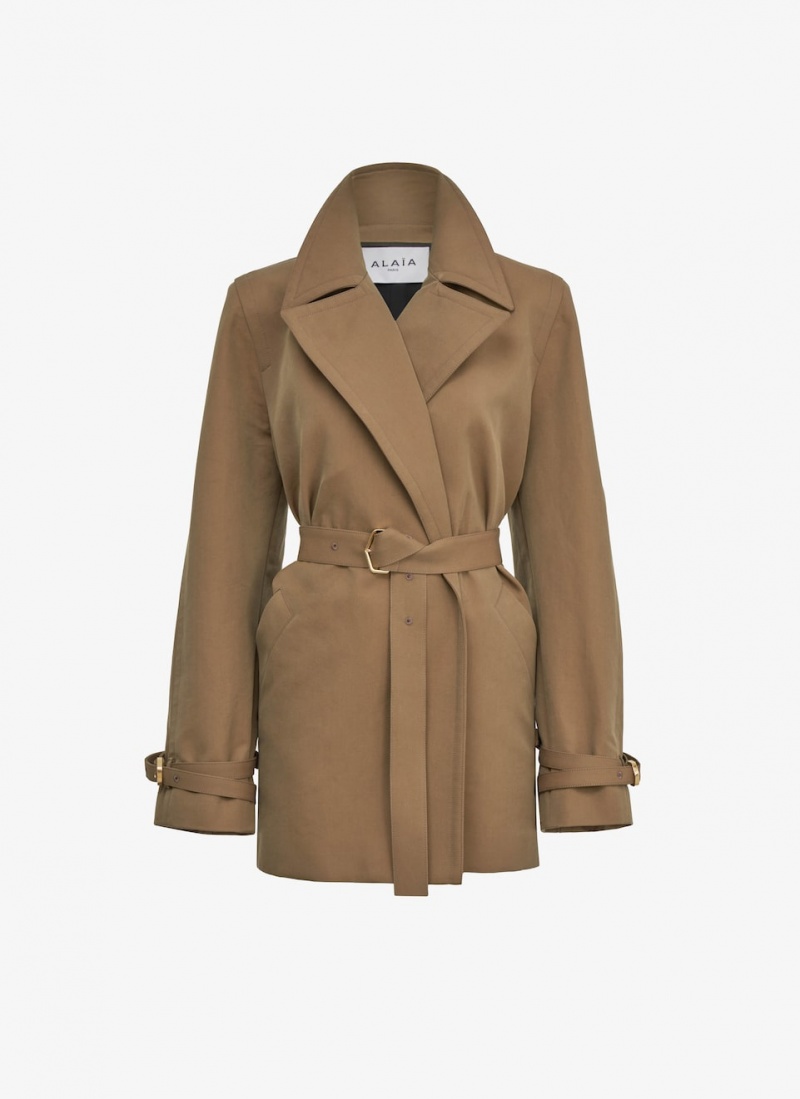 Beige Women\'s Alaia Midi Trench Coats Australia | X3J-2206