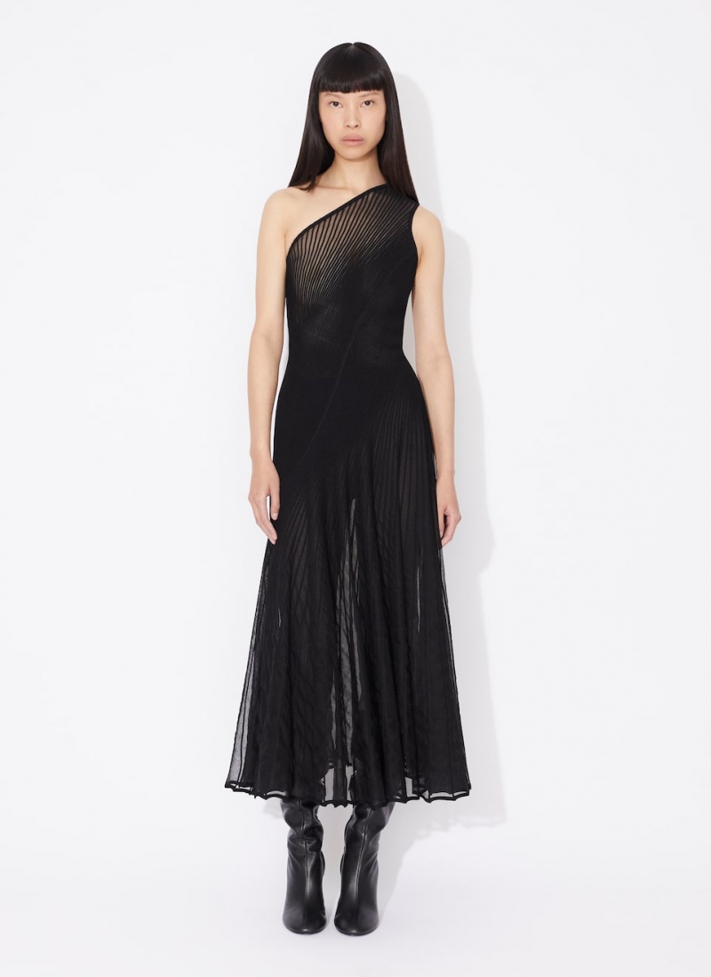 Black Women's Alaia Asymmetrical Twisted Dress Australia | C2W-4754