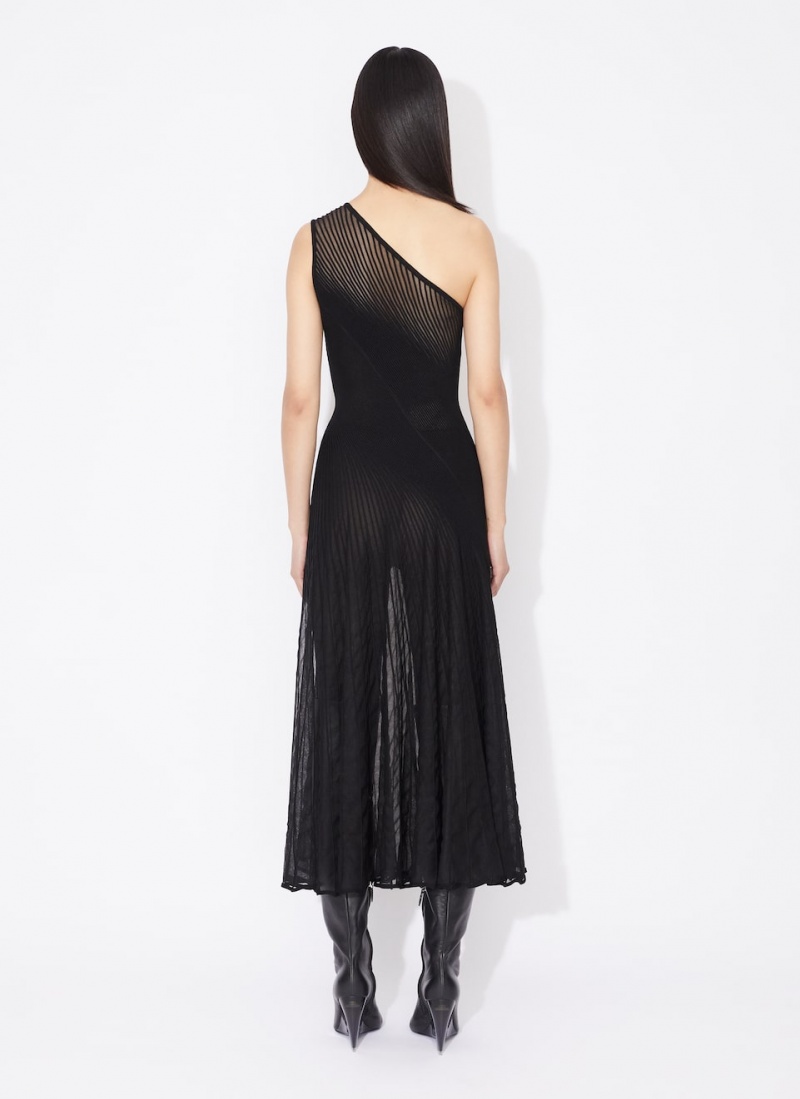 Black Women's Alaia Asymmetrical Twisted Dress Australia | C2W-4754