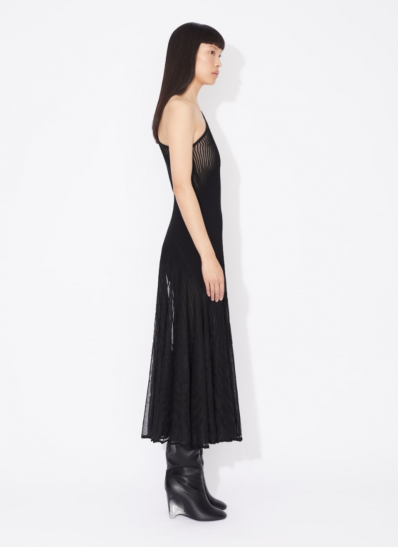 Black Women's Alaia Asymmetrical Twisted Dress Australia | C2W-4754