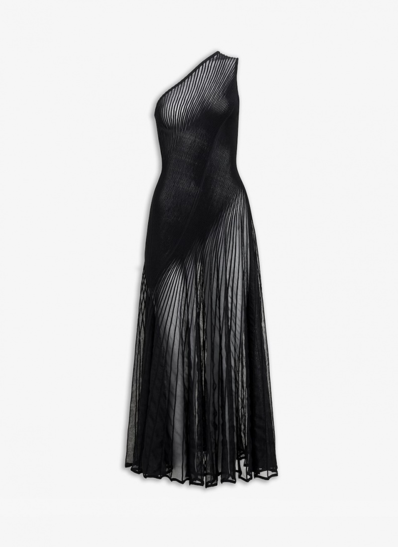 Black Women\'s Alaia Asymmetrical Twisted Dress Australia | C2W-4754