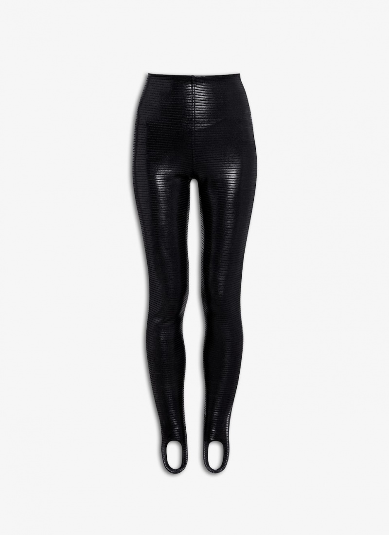 Black Women\'s Alaia Coated Leggings Australia | E2I-7154