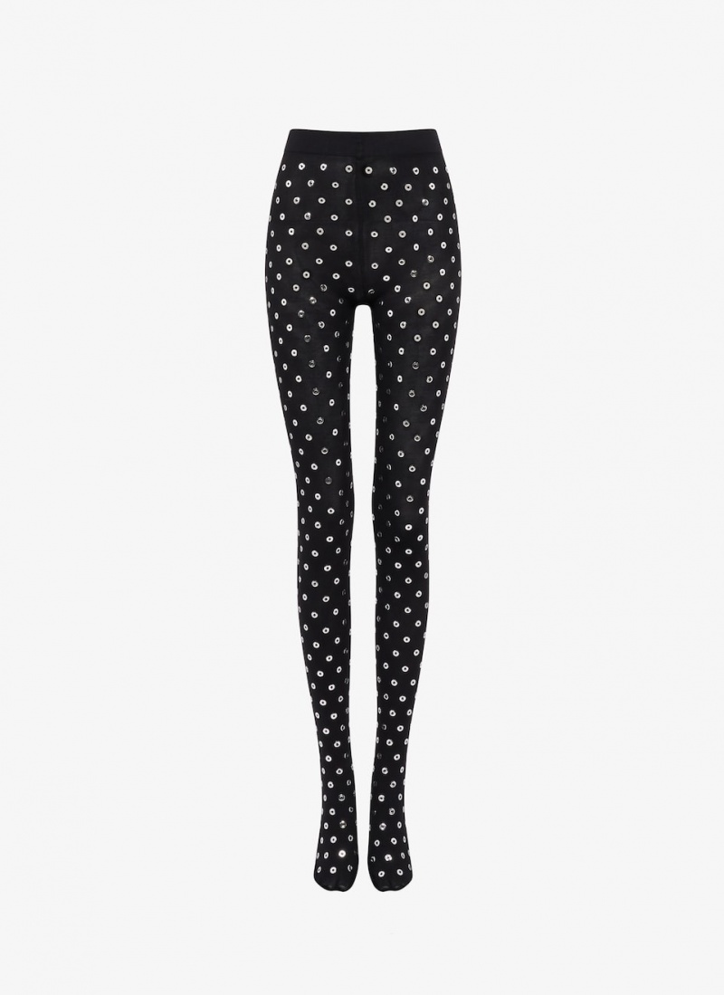 Black Women\'s Alaia Eyelet Tights Leggings Australia | T2S-9979