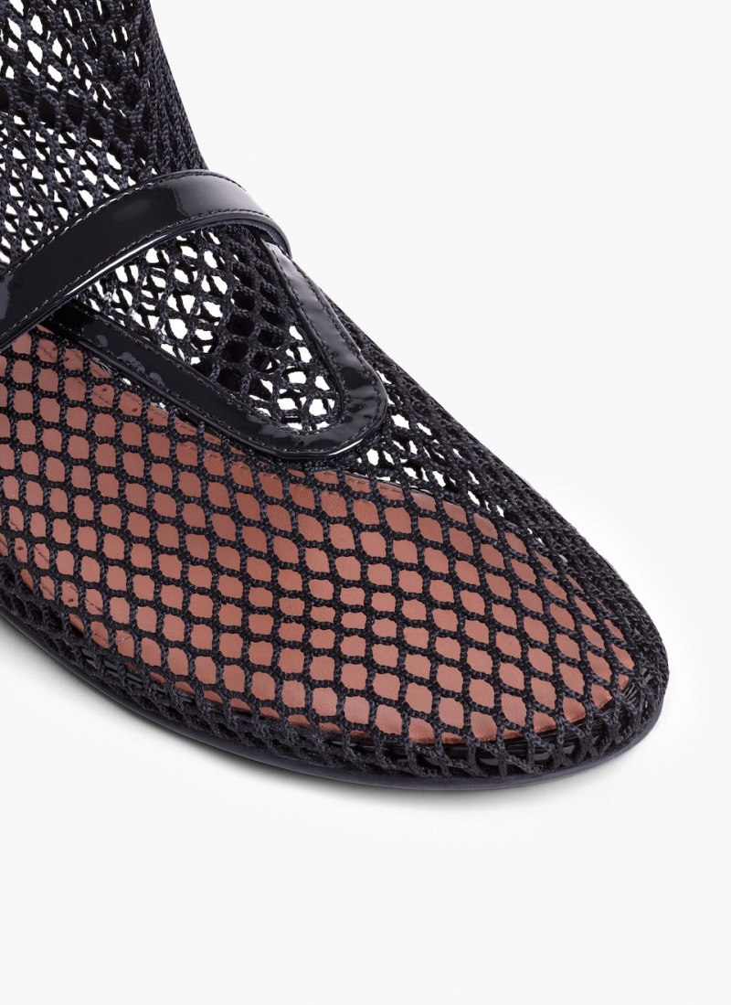 Black Women's Alaia Fishnet High Ballet Flat Shoes Australia | G6U-4252