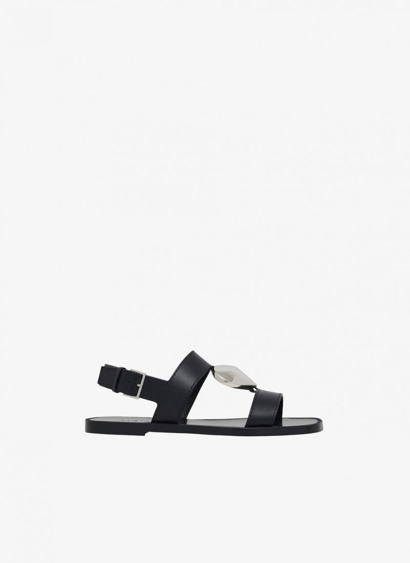 Black Women\'s Alaia Flat Le Cœur Sandals Australia | V4N-6833