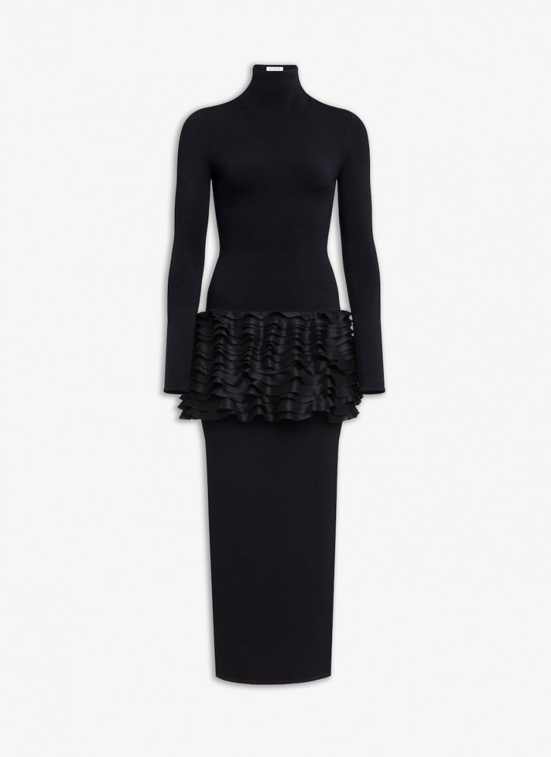 Black Women\'s Alaia Frill Dress Australia | Z0V-5939