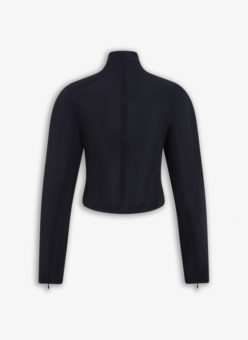 Black Women's Alaia Highneck Cropped Jackets Australia | F0K-7410