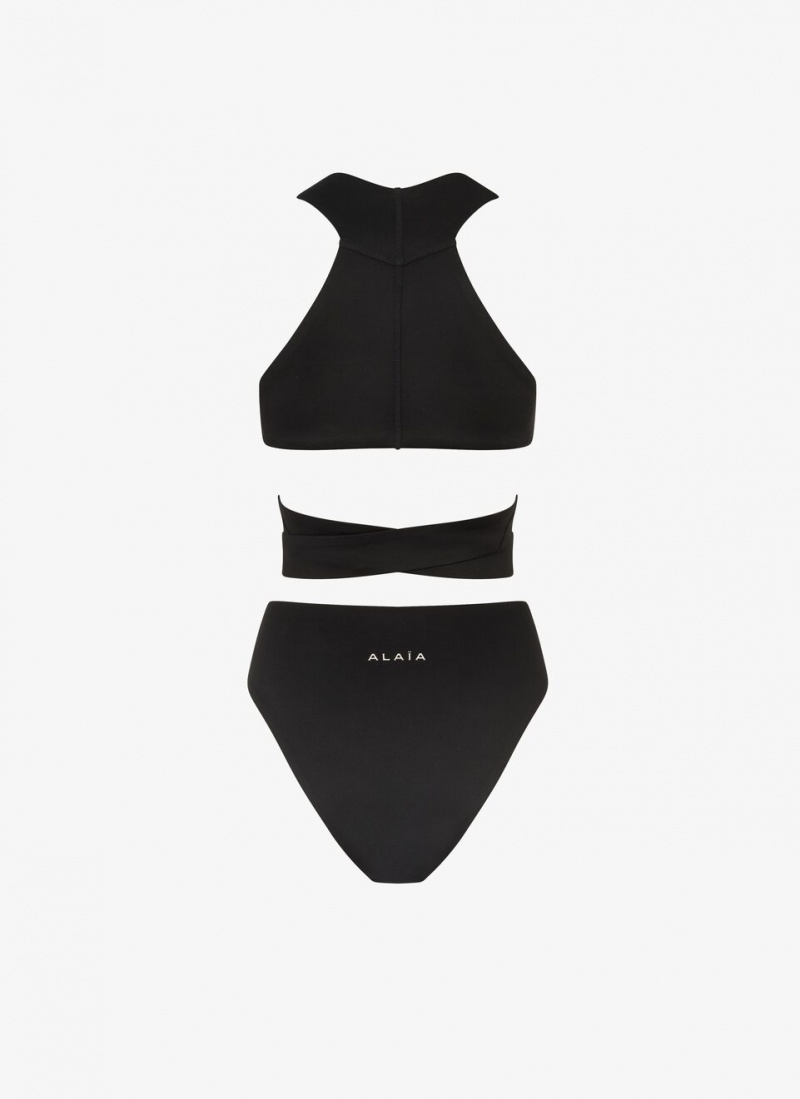 Black Women's Alaia Jersey Bikini Swimwear Australia | K4Y-3740