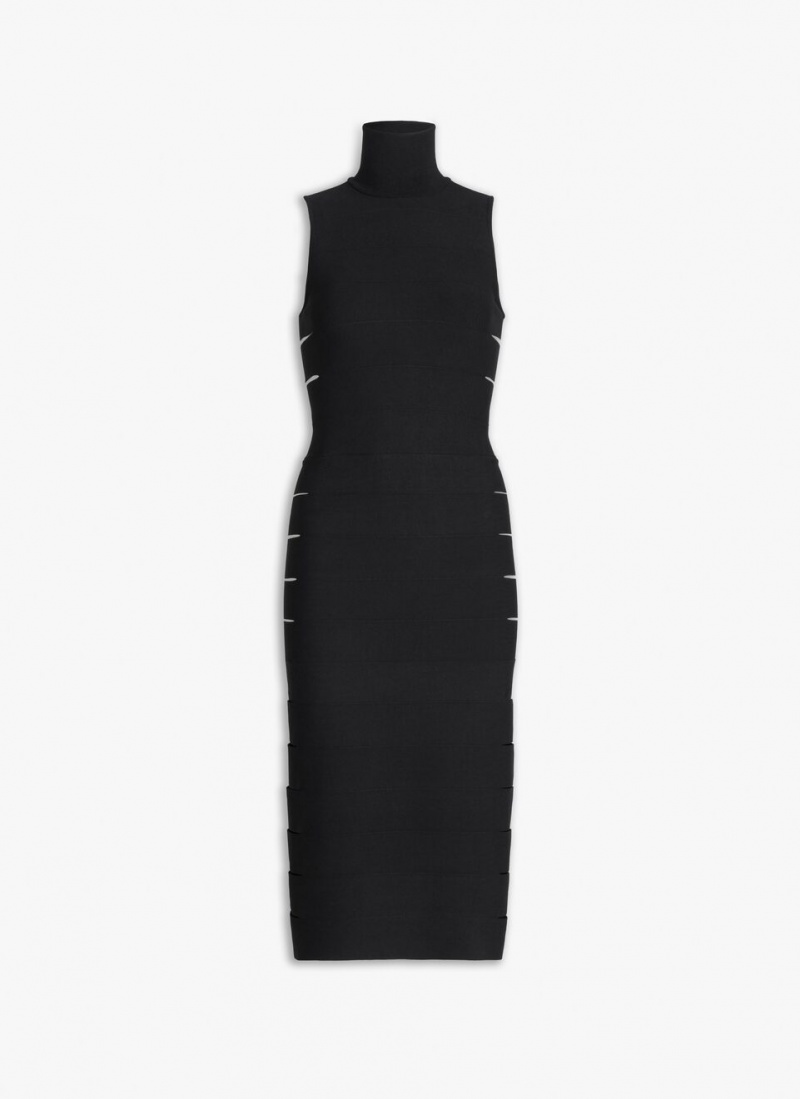 Black Women\'s Alaia Knit Band Dress Australia | T2S-6049