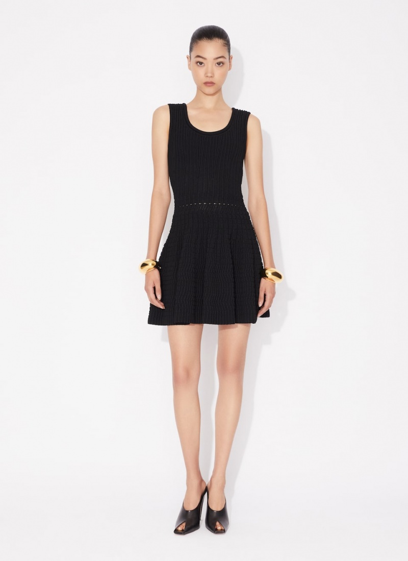 Black Women's Alaia Knit Skater Dress Australia | M7Y-3417