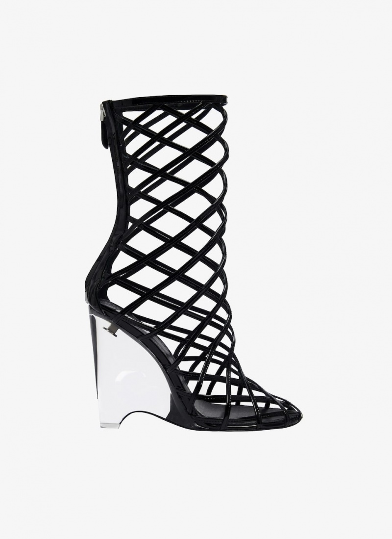 Black Women\'s Alaia La Cage Wedge Boots Australia | W0A-1455