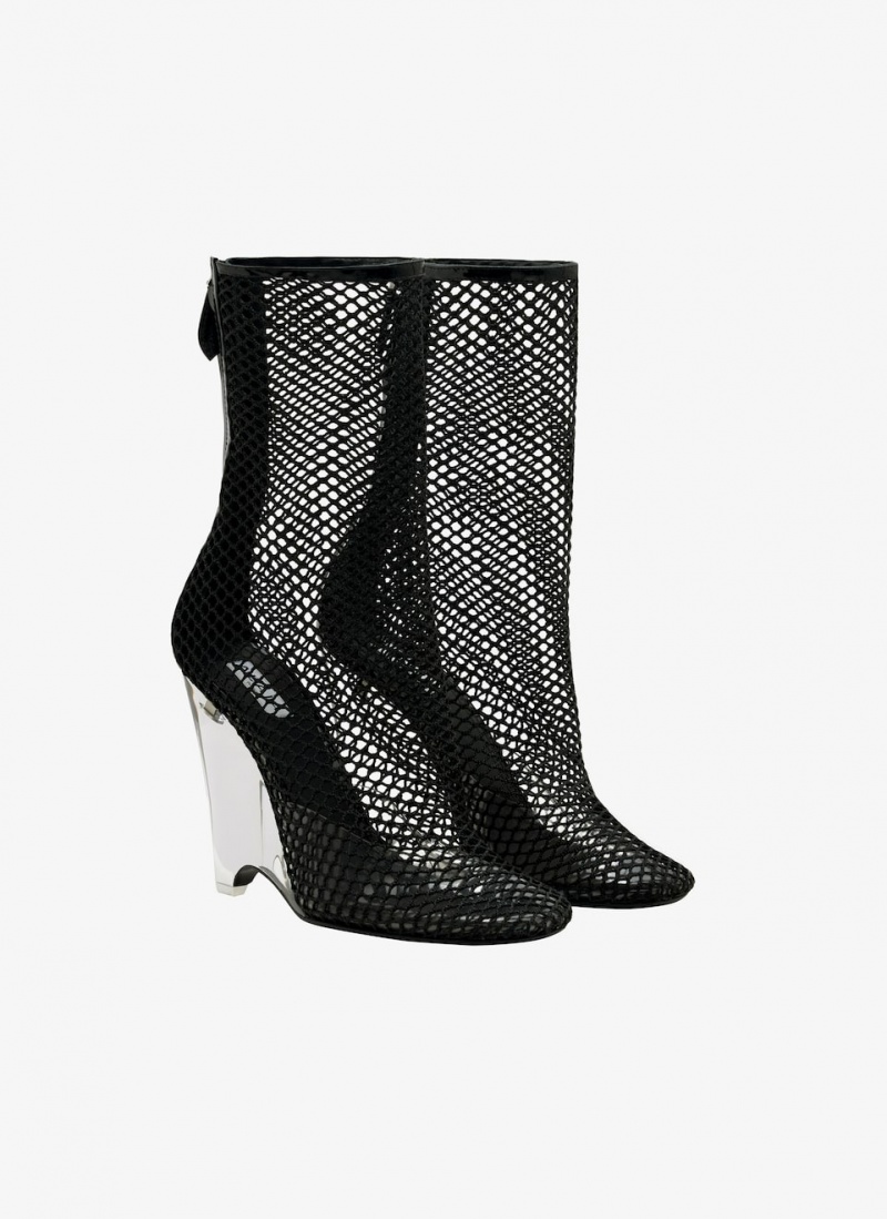 Black Women's Alaia La Cage Wedge Boots Australia | U6I-4450