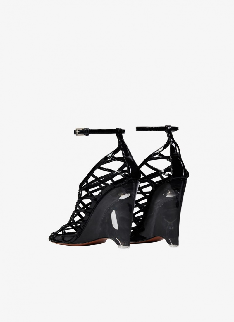 Black Women's Alaia La Cage Wedge Pumps Australia | W9C-8119