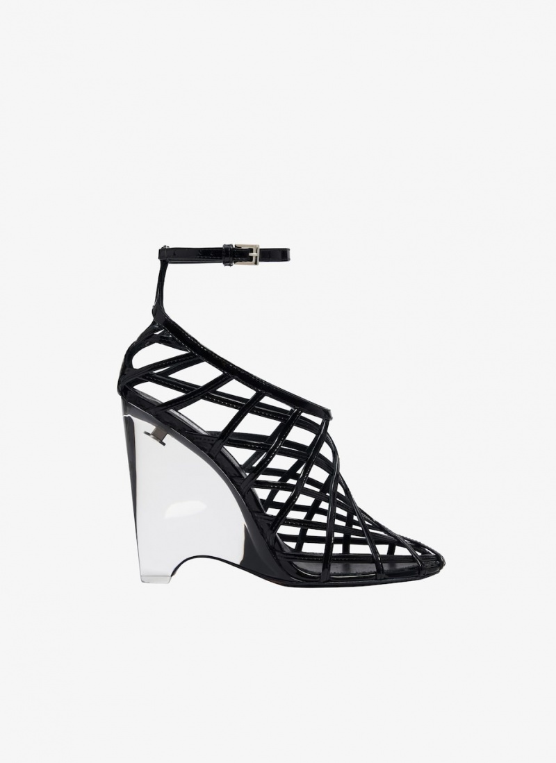 Black Women\'s Alaia La Cage Wedge Pumps Australia | W9C-8119