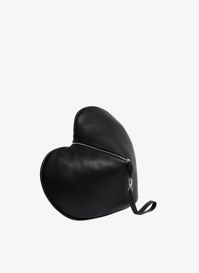 Black Women's Alaia Le Coeur Soft Pouch Clutch Bags Australia | V7P-8942