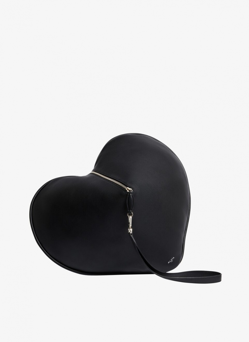 Black Women\'s Alaia Le Coeur Soft Pouch Clutch Bags Australia | V7P-8942