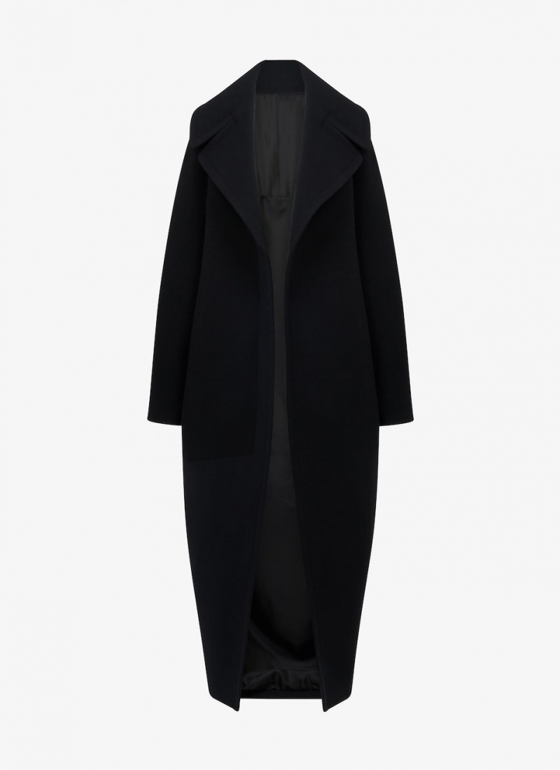 Black Women\'s Alaia Maxi Wool Coats Australia | W7Z-6531