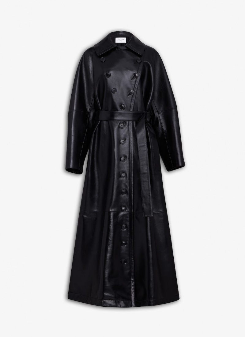 Black Women\'s Alaia Paper Trench Coats Australia | D6S-9421